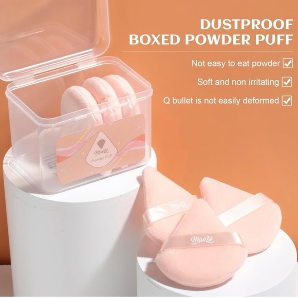 NIB Miss Lil 6-Piece Beige Powder Puff Make-up Set - Picture 1 of 9